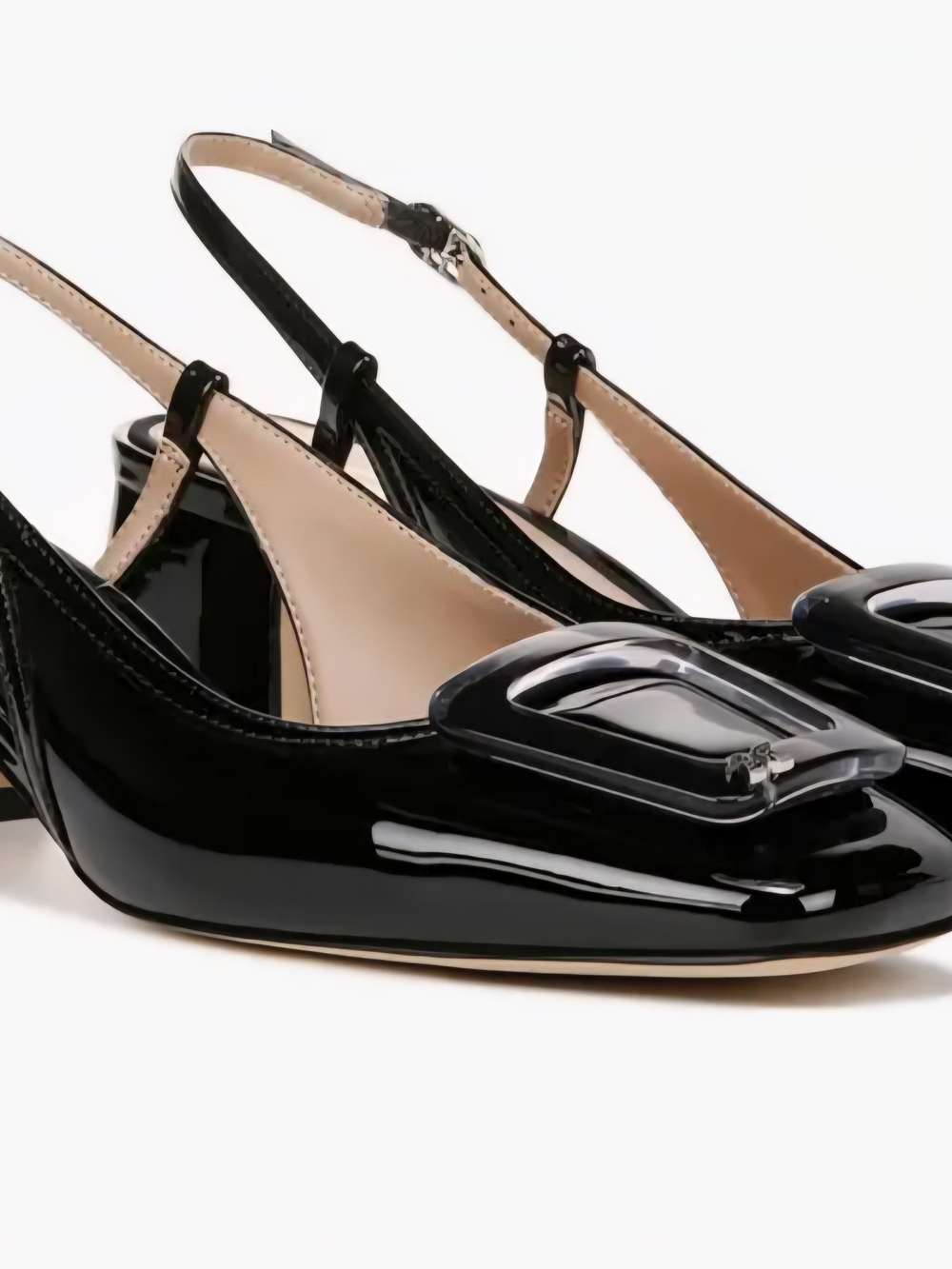 Sam Edelman Tracie Black Patent Slingback Pumps with SE Emblem